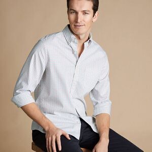 Charles Tyrwhitt Slim Fit Non-Iron Multi-Color Check Dress Shirt | SZ 46